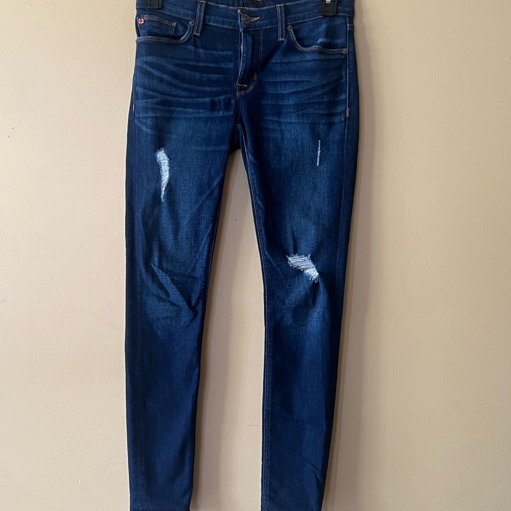 Hudson Jeans Dark Blue Distressed Skinny Jeans